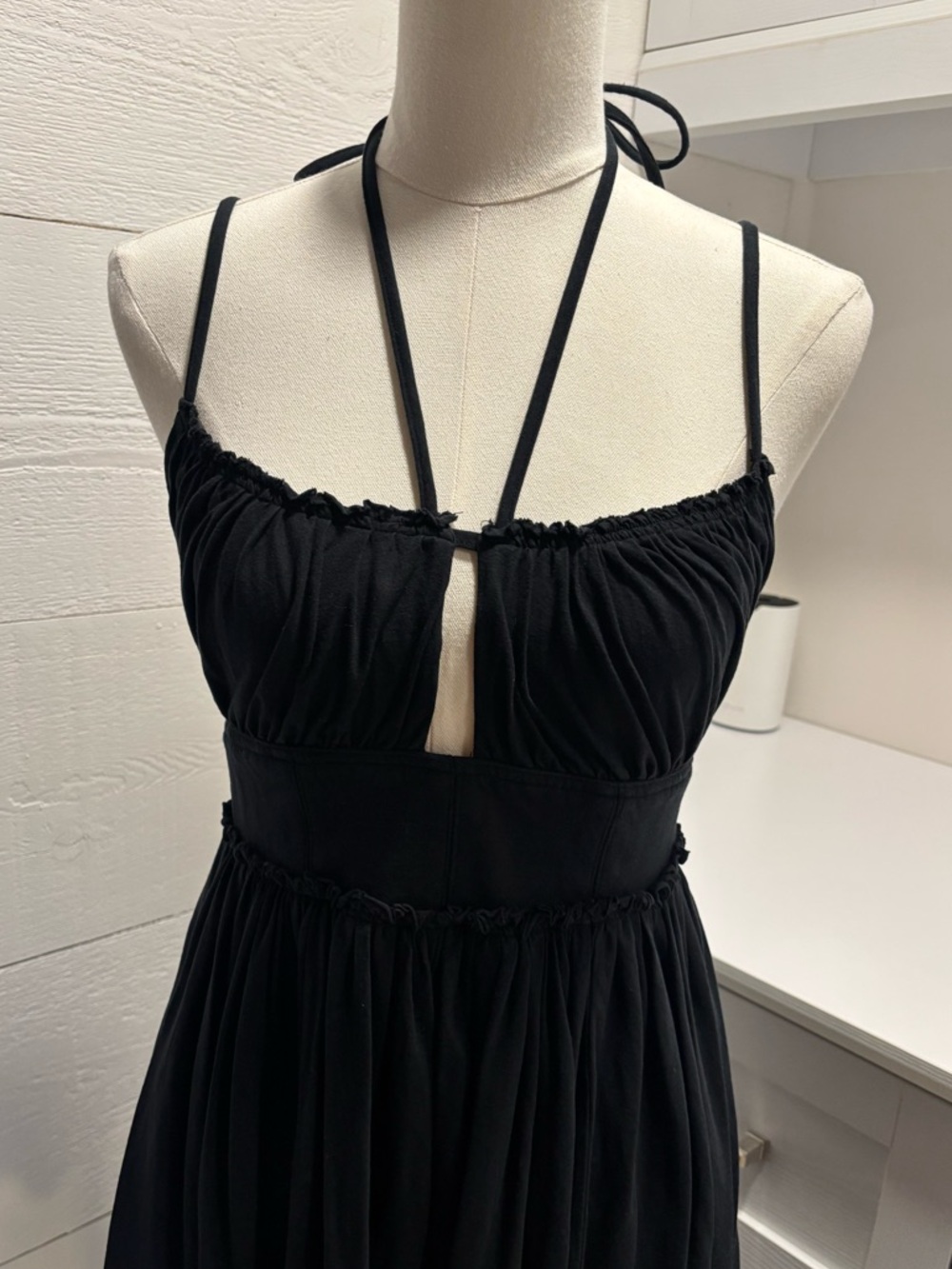 Ulla Johnson Black Midi Dress Tie Strap Empire Waist Flowy Size XS/S - Picture 2 of 9